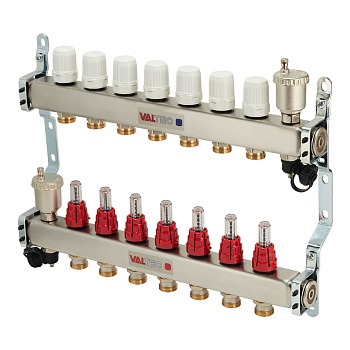 Коллекторная группа со вст. расх. 1"x 7 вых .Valtec (НЕРЖ) VT.586